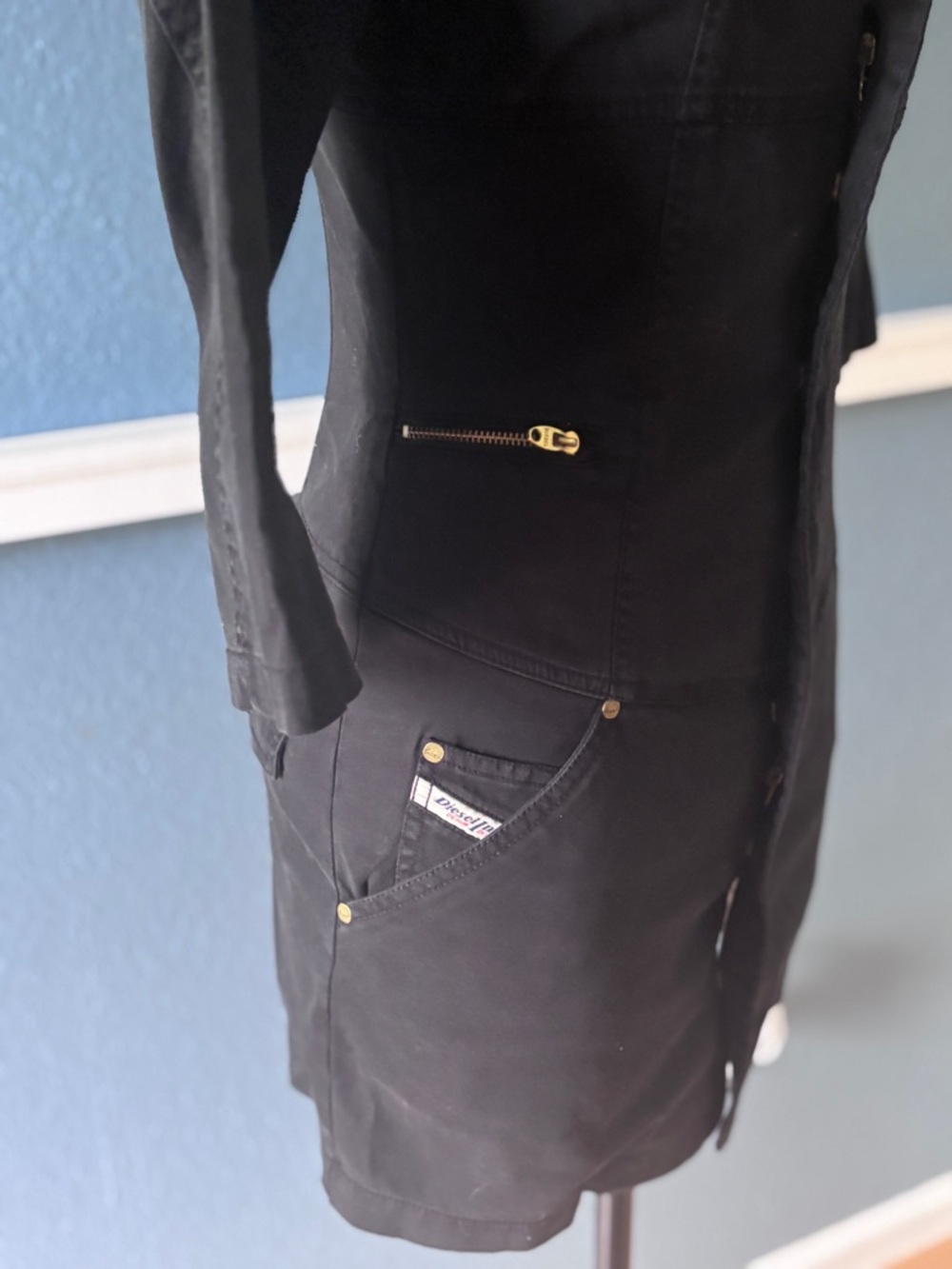 Rare Vintage Y2K Diesel Stretch Denim Mini Dress in XS - Picture 4 of 11